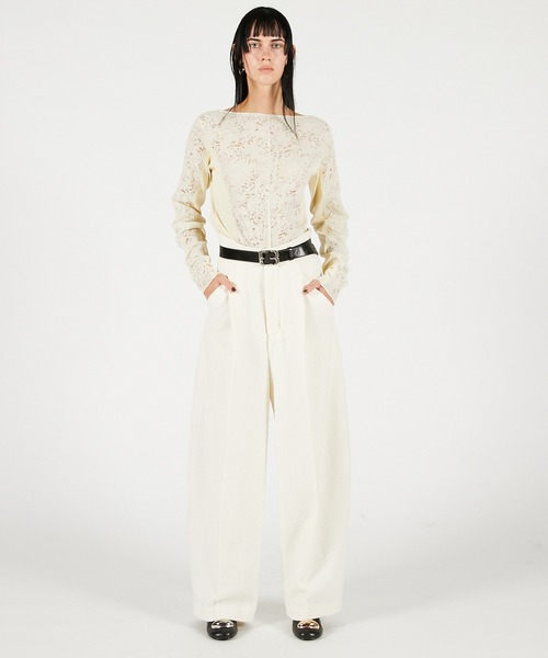 PRANK PROJECT（プランクプロジェクト）の「ウールスラウチースリーブトップ / Wool Slouchy Sleeve Top（Tシャツ/カットソー・レディース・ブラウン/ホワイト/グレー・FREE）」の4枚目の写真