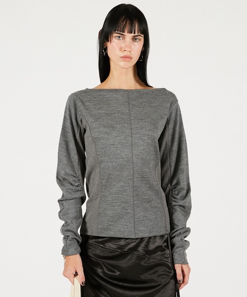 PRANK PROJECT（プランクプロジェクト）の「ウールスラウチースリーブトップ / Wool Slouchy Sleeve Top（Tシャツ/カットソー・レディース・ブラウン/ホワイト/グレー・FREE）」の20枚目の写真