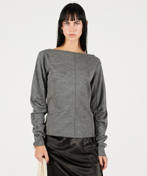 PRANK PROJECT（プランクプロジェクト）の「ウールスラウチースリーブトップ / Wool Slouchy Sleeve Top（Tシャツ/カットソー・レディース・ブラウン/ホワイト/グレー・FREE）」の21枚目の写真