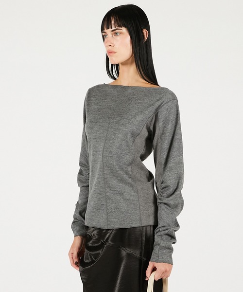 PRANK PROJECT（プランクプロジェクト）の「ウールスラウチースリーブトップ / Wool Slouchy Sleeve Top（Tシャツ/カットソー・レディース・ブラウン/ホワイト/グレー・FREE）」の22枚目の写真