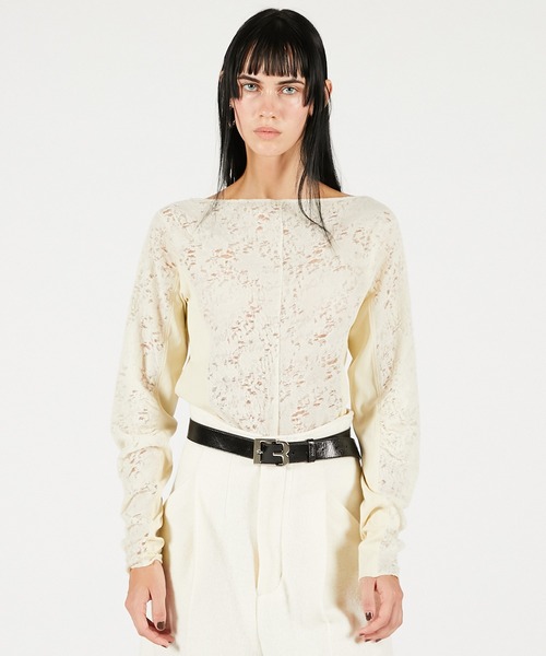 PRANK PROJECT（プランクプロジェクト）の「ウールスラウチースリーブトップ / Wool Slouchy Sleeve Top（Tシャツ/カットソー・レディース・ブラウン/ホワイト/グレー・FREE）」の13枚目の写真