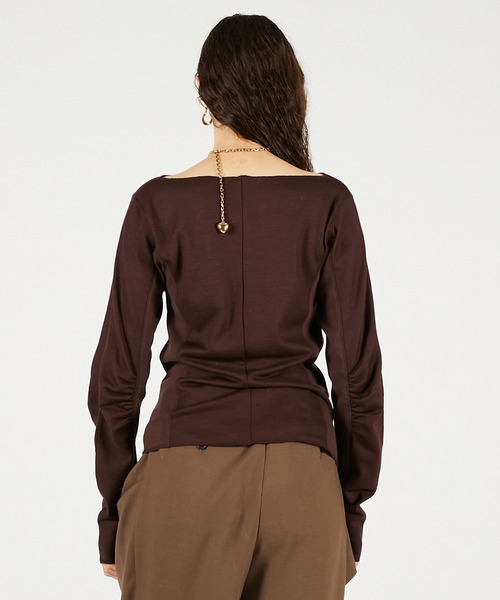 PRANK PROJECT（プランクプロジェクト）の「ウールスラウチースリーブトップ / Wool Slouchy Sleeve Top（Tシャツ/カットソー・レディース・ブラウン/ホワイト/グレー・FREE）」の18枚目の写真