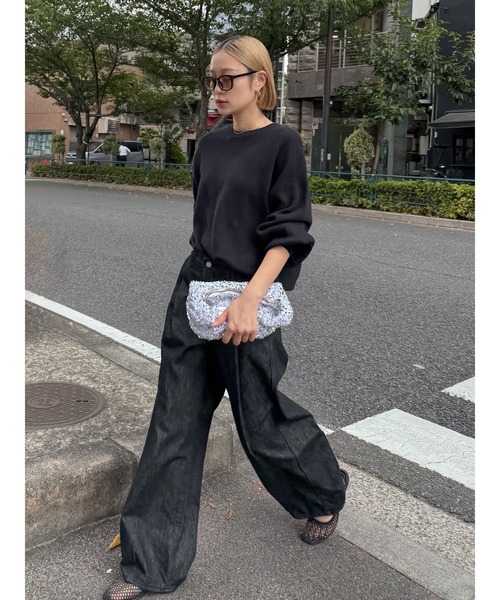 ハイク HYKE 畔編みニット カシミヤ混 M ブラック カシミヤ混スムース編みルーズニット（ニット/セーター）｜Ungrid