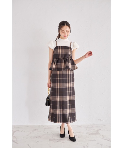 tocco closet(トッコ クローゼット)の「【ZOZO限定】起毛ストレッチチェックキャミソールジャンパースカート(ジャンパースカート・レディース・グレー/ブラック/レッド・M)」の12枚目の写真