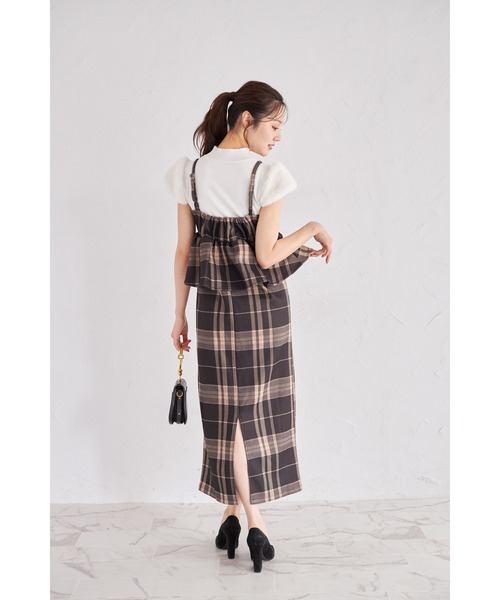 tocco closet(トッコ クローゼット)の「【ZOZO限定】起毛ストレッチチェックキャミソールジャンパースカート(ジャンパースカート・レディース・グレー/ブラック/レッド・M)」の15枚目の写真