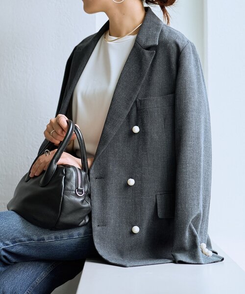 LIVETART（リヴェタート）の「メランジパールボタンジャケット（テーラードジャケット・レディース・チャコールグレー・FREE）」の17枚目の写真