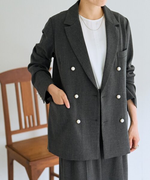 LIVETART（リヴェタート）の「メランジパールボタンジャケット（テーラードジャケット・レディース・チャコールグレー・FREE）」の18枚目の写真
