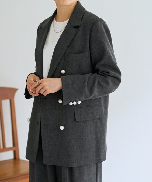 LIVETART（リヴェタート）の「メランジパールボタンジャケット（テーラードジャケット・レディース・チャコールグレー・FREE）」の19枚目の写真
