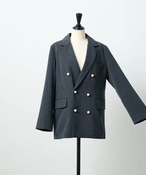 LIVETART（リヴェタート）の「メランジパールボタンジャケット（テーラードジャケット・レディース・チャコールグレー・FREE）」の5枚目の写真