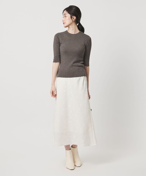 UNITED ARROWS（ユナイテッドアローズ）の「ハーフ スリーブ ニット（ニット/セーター・レディース・ネイビー/モカ/ダークグレー・FREE）」の4枚目の写真