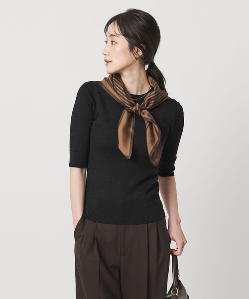 UNITED ARROWS（ユナイテッドアローズ）の「ハーフ スリーブ ニット（ニット/セーター・レディース・ネイビー/モカ/ダークグレー・FREE）」の6枚目の写真