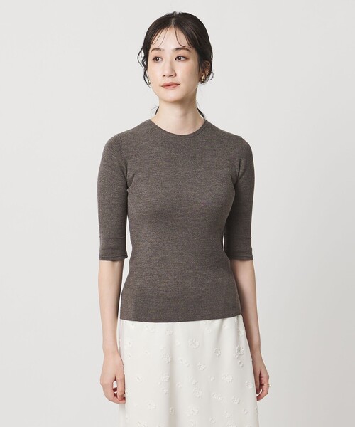 UNITED ARROWS（ユナイテッドアローズ）の「ハーフ スリーブ ニット（ニット/セーター・レディース・ネイビー/モカ/ダークグレー・FREE）」の10枚目の写真