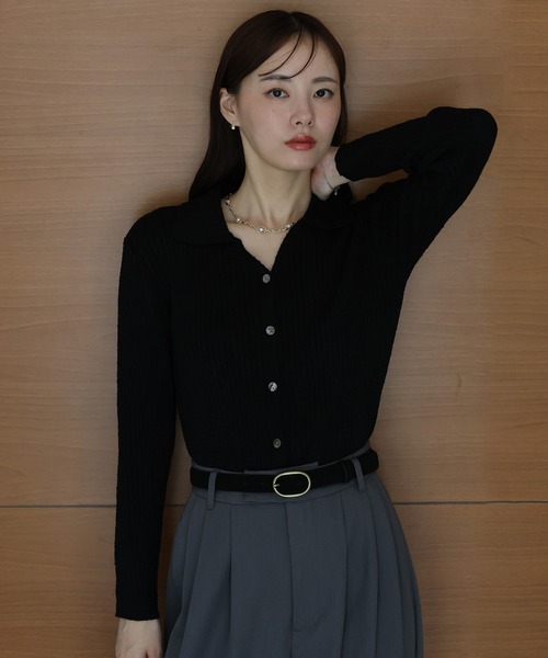 J by blue(ジェイバイブルー)の「《新色追加》メランジスキッパーニット(ニット/セーター・レディース・アイボリー/ブラック/ベージュ系/グレー系・MEDIUM)」の2枚目の写真