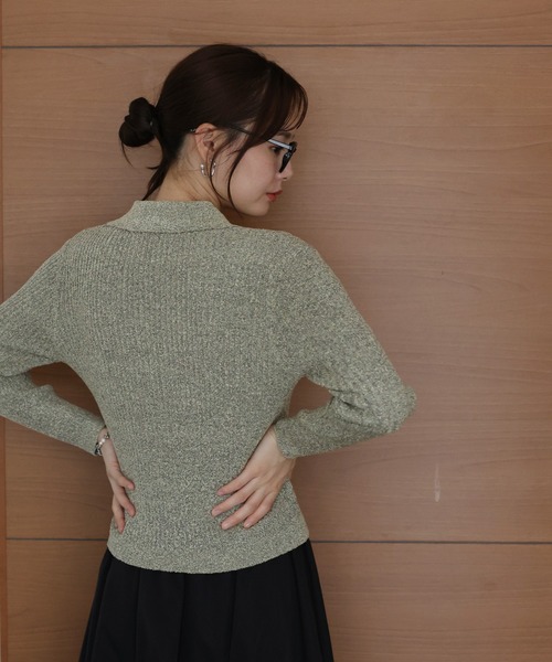 J by blue(ジェイバイブルー)の「《新色追加》メランジスキッパーニット(ニット/セーター・レディース・アイボリー/ブラック/ベージュ系/グレー系・MEDIUM)」の16枚目の写真