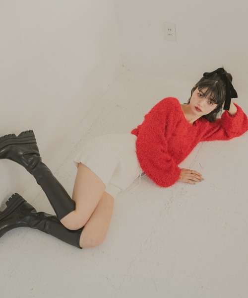 REMOON（リムーン）の「ダンスヤーンラメニットカーディガン（カーディガン/ボレロ・レディース・レッド/ライトグレー/アイボリー・FREE）」の20枚目の写真