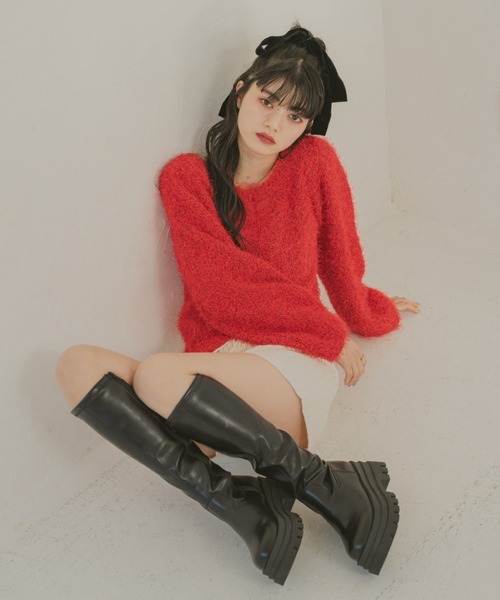 REMOON（リムーン）の「ダンスヤーンラメニットカーディガン（カーディガン/ボレロ・レディース・レッド/ライトグレー/アイボリー・FREE）」の21枚目の写真