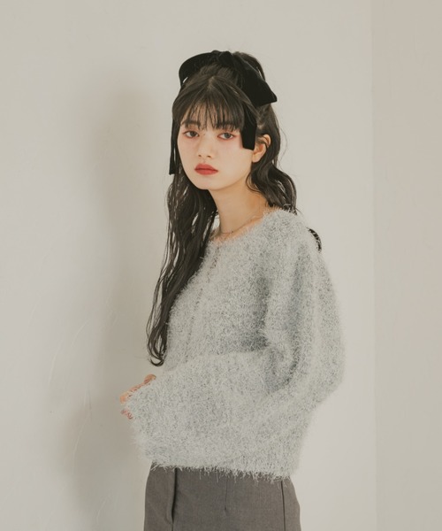 REMOON（リムーン）の「ダンスヤーンラメニットカーディガン（カーディガン/ボレロ・レディース・レッド/ライトグレー/アイボリー・FREE）」の11枚目の写真