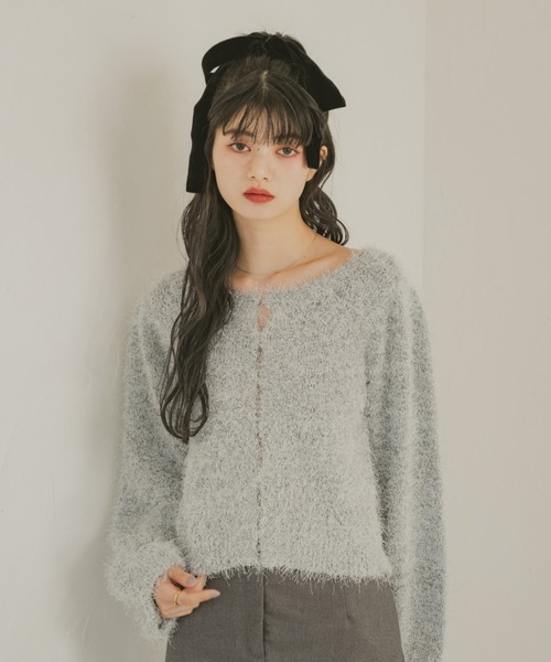 REMOON（リムーン）の「ダンスヤーンラメニットカーディガン（カーディガン/ボレロ・レディース・レッド/ライトグレー/アイボリー・FREE）」の13枚目の写真