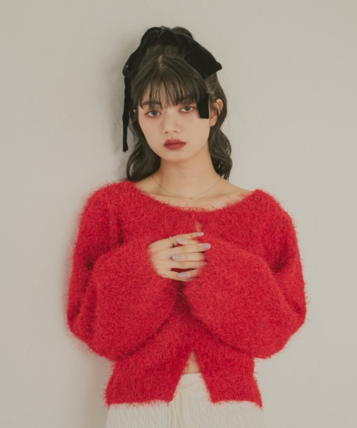 REMOON（リムーン）の「ダンスヤーンラメニットカーディガン（カーディガン/ボレロ・レディース・レッド/ライトグレー/アイボリー・FREE）」の12枚目の写真