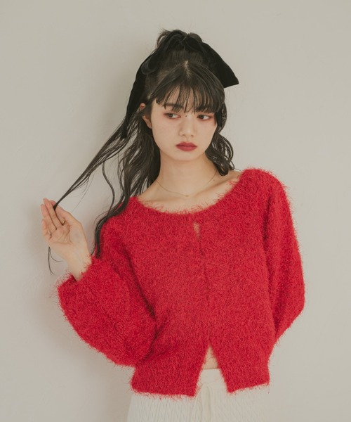 REMOON（リムーン）の「ダンスヤーンラメニットカーディガン（カーディガン/ボレロ・レディース・レッド/ライトグレー/アイボリー・FREE）」の13枚目の写真