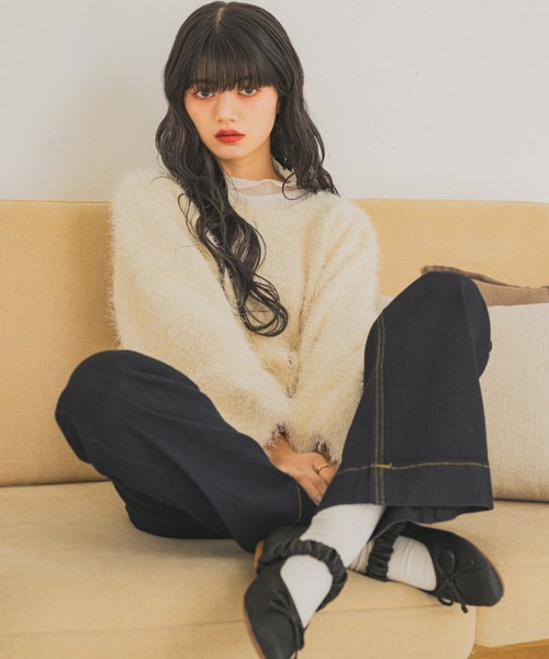 REMOON（リムーン）の「ダンスヤーンラメニットカーディガン（カーディガン/ボレロ・レディース・レッド/ライトグレー/アイボリー・FREE）」の6枚目の写真