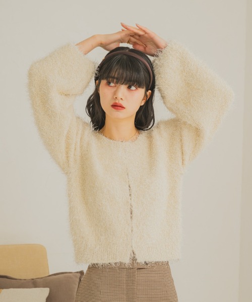 REMOON（リムーン）の「ダンスヤーンラメニットカーディガン（カーディガン/ボレロ・レディース・レッド/ライトグレー/アイボリー・FREE）」の4枚目の写真