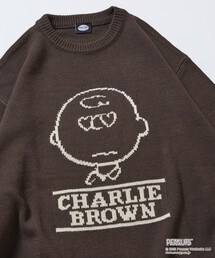 FREAK'S STORE | 限定展開 PEANUTS/ピーナッツ 別注 リラックスフィット ジャガード クルーネックニット / チャーリー・ブラウン(ニット/セーター)
