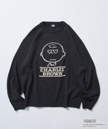 FREAK'S STORE | 限定展開 PEANUTS/ピーナッツ 別注 リラックスフィット ジャガード クルーネックニット / チャーリー・ブラウン(ニット/セーター)