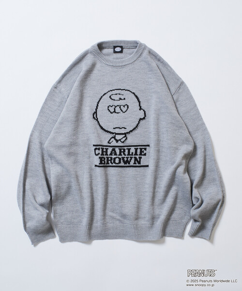 FREAK'S STORE（フリークスストア）の「限定展開 PEANUTS/ピーナッツ 別注 リラックスフィット ジャガード クルーネックニット / チャーリー・ブラウン（ニット/セーター・メンズ・ブラウン/ネイビー/ブラック/グリーン/グレー・LARGE/MEDIUM/SMALL）」の7枚目の写真