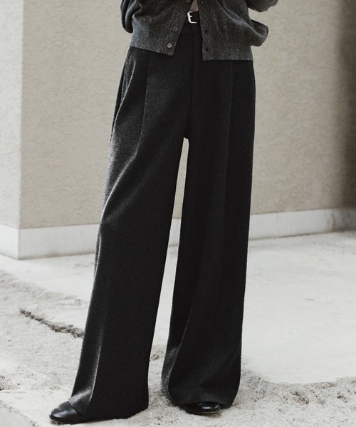 WYM LIDNM(EB oC h)DOUBLE-FACED DEEP TUCK BAGGY SLACKS(XbNX)