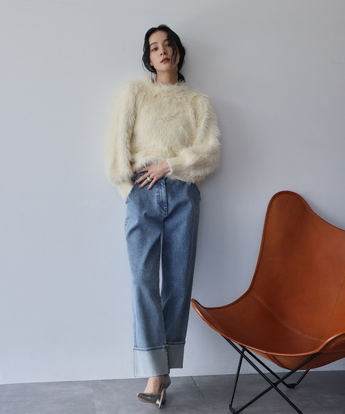 ELFRANK(エルフランク)の「シャギーニット プルオーバー(ニット/セーター・レディース・ブラック/カーキ/グレイッシュベージュ/アイボリー・FREE)」の20枚目の写真