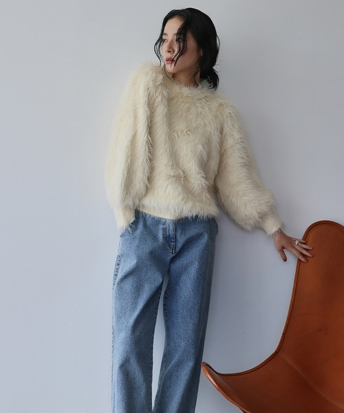 ELFRANK(エルフランク)の「シャギーニット プルオーバー(ニット/セーター・レディース・ブラック/カーキ/グレイッシュベージュ/アイボリー・FREE)」の19枚目の写真