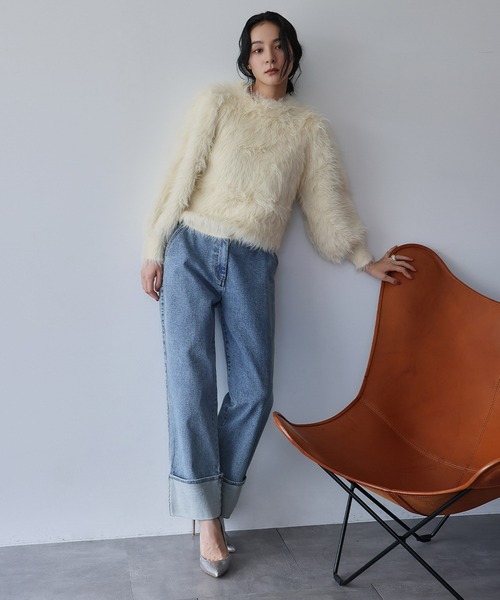 ELFRANK(エルフランク)の「シャギーニット プルオーバー(ニット/セーター・レディース・ブラック/カーキ/グレイッシュベージュ/アイボリー・FREE)」の16枚目の写真
