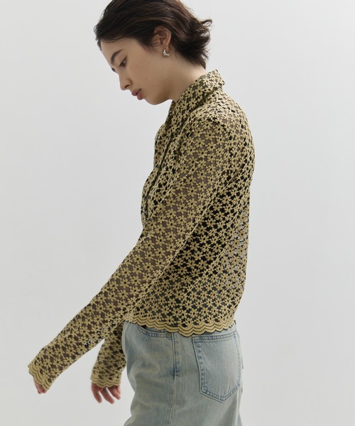 CLANE/クラネ】3D FLOWER LACE SHIRT/フラワーレースシャツ（シャツ