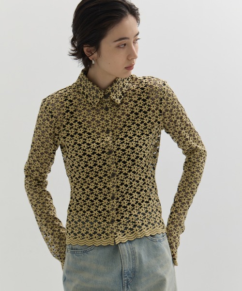 CLANE/クラネ】3D FLOWER LACE SHIRT/フラワーレースシャツ（シャツ