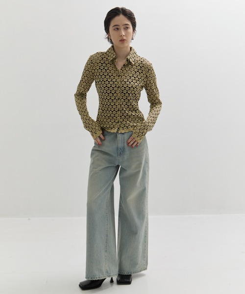 CLANE/クラネ】3D FLOWER LACE SHIRT/フラワーレースシャツ