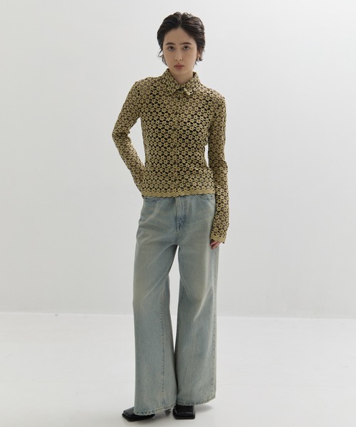 CLANE 3D Flower Lace Shirt サイズ2 CLANE ブラウス シャツ 「CLANE/クラネ」3D FLOWER LACE SHIRT