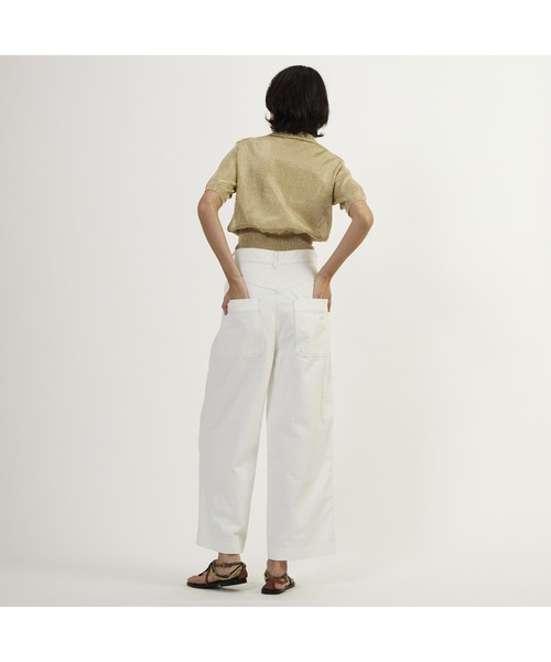 【新品41,800】23SS☆カレンテージ☆レーヨンリネンカーゴパンツ ホワイト セール】【CURRENTAGE/カレンテージ】Center crease denim（デニム