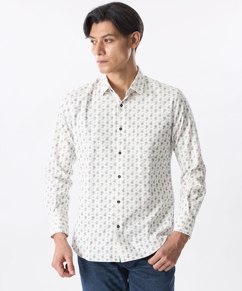 EPOCA UOMO(エポカウォモ)の「細コールペイズリープリントシャツ(シャツ/ブラウス・メンズ・ブラック/ホワイト・46/48)」の2枚目の写真