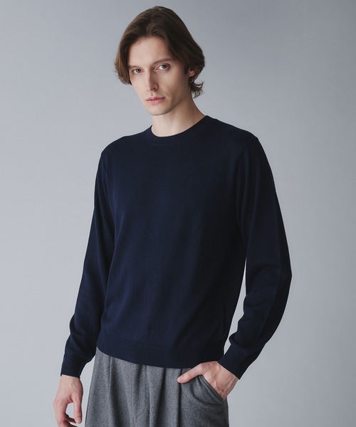 Regen Glanz（レーゲングランツ）の「wool blend crewneck cropped knit/ウールブレンドクロップドクルーネックニット（ニット/セーター・メンズ・グレー/ダークグリーン/オフホワイト/ブラック/ブラウン系その他/ネイビー/ダークブラウン/ベージュ系その他/ワインレッド・MEDIUM/LARGE/SMALL）」の8枚目の写真