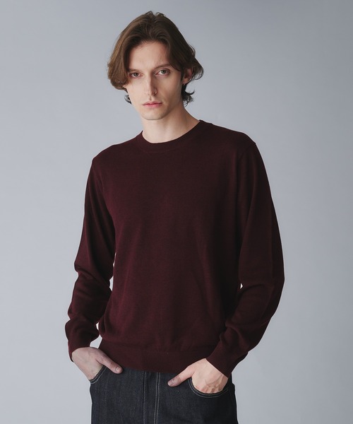 Regen Glanz（レーゲングランツ）の「wool blend crewneck cropped knit/ウールブレンドクロップドクルーネックニット（ニット/セーター・メンズ・グレー/ダークグリーン/オフホワイト/ブラック/ブラウン系その他/ネイビー/ダークブラウン/ベージュ系その他/ワインレッド・MEDIUM/LARGE/SMALL）」の9枚目の写真