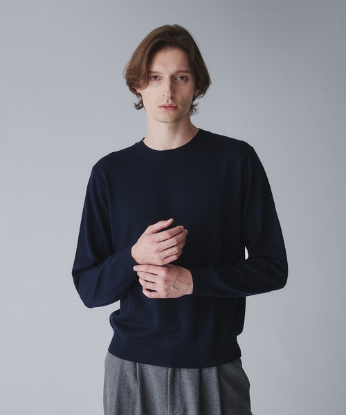 Regen Glanz（レーゲングランツ）の「wool blend crewneck cropped knit/ウールブレンドクロップドクルーネックニット（ニット/セーター・メンズ・グレー/ダークグリーン/オフホワイト/ブラック/ブラウン系その他/ネイビー/ダークブラウン/ベージュ系その他/ワインレッド・MEDIUM/LARGE/SMALL）」の13枚目の写真