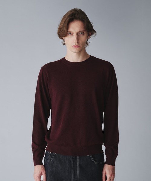 Regen Glanz（レーゲングランツ）の「wool blend crewneck cropped knit/ウールブレンドクロップドクルーネックニット（ニット/セーター・メンズ・グレー/ダークグリーン/オフホワイト/ブラック/ブラウン系その他/ネイビー/ダークブラウン/ベージュ系その他/ワインレッド・MEDIUM/LARGE/SMALL）」の17枚目の写真