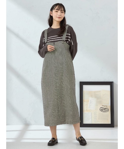 HARUYAMA(ハルヤマ)の「【WEB限定】ヘリンボーンナロージャンスカ FURRY(ジャンパースカート・レディース・ブラック/ベージュ/ブラウン・F)」の2枚目の写真