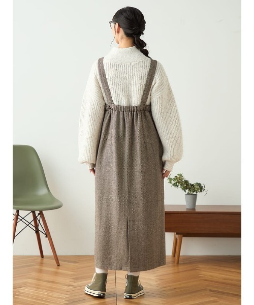 HARUYAMA(ハルヤマ)の「【WEB限定】ヘリンボーンナロージャンスカ FURRY(ジャンパースカート・レディース・ブラック/ベージュ/ブラウン・F)」の15枚目の写真