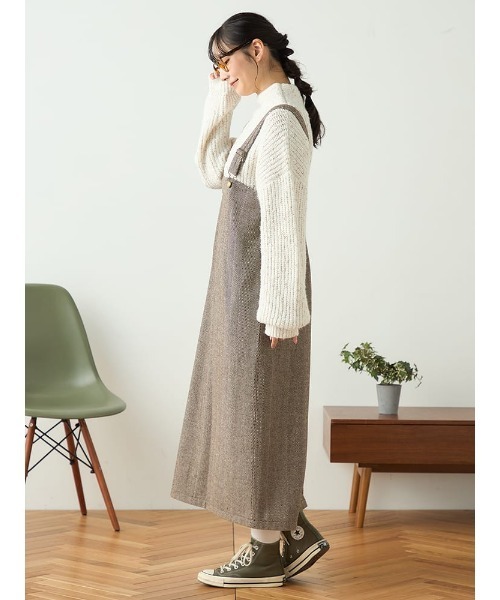 HARUYAMA(ハルヤマ)の「【WEB限定】ヘリンボーンナロージャンスカ FURRY(ジャンパースカート・レディース・ブラック/ベージュ/ブラウン・F)」の16枚目の写真