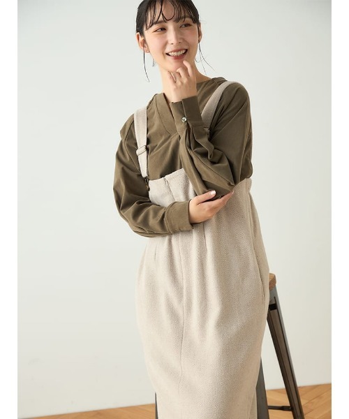 HARUYAMA(ハルヤマ)の「【WEB限定】ヘリンボーンナロージャンスカ FURRY(ジャンパースカート・レディース・ブラック/ベージュ/ブラウン・F)」の5枚目の写真