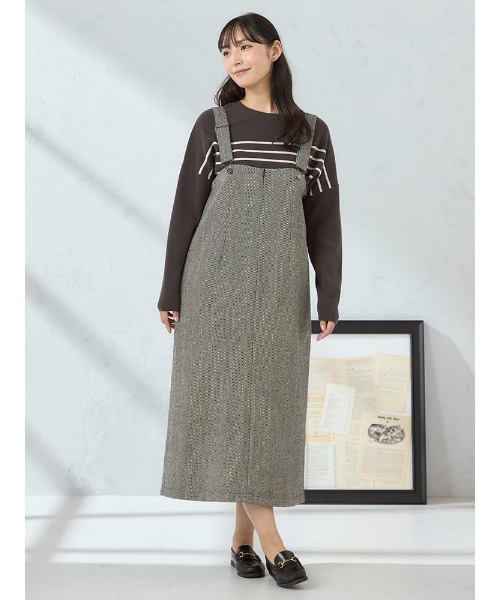 HARUYAMA(ハルヤマ)の「【WEB限定】ヘリンボーンナロージャンスカ FURRY(ジャンパースカート・レディース・ブラック/ベージュ/ブラウン・F)」の10枚目の写真