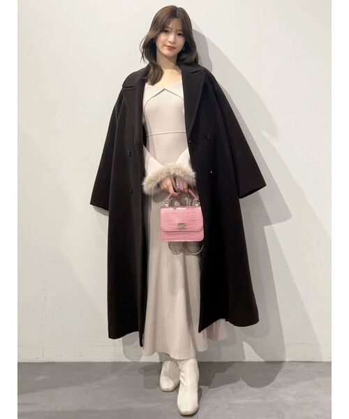 MERCURYDUO(マーキュリーデュオ)の「ファートリミングニットワンピース(ワンピース・レディース・ライトグレー/ベージュ/ブラック・MEDIUM/SMALL)」の14枚目の写真