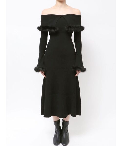 MERCURYDUO(マーキュリーデュオ)の「ファートリミングニットワンピース(ワンピース・レディース・ライトグレー/ベージュ/ブラック・MEDIUM/SMALL)」の13枚目の写真